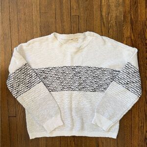 Hem & Thread White and Black Crew Neck Sweater